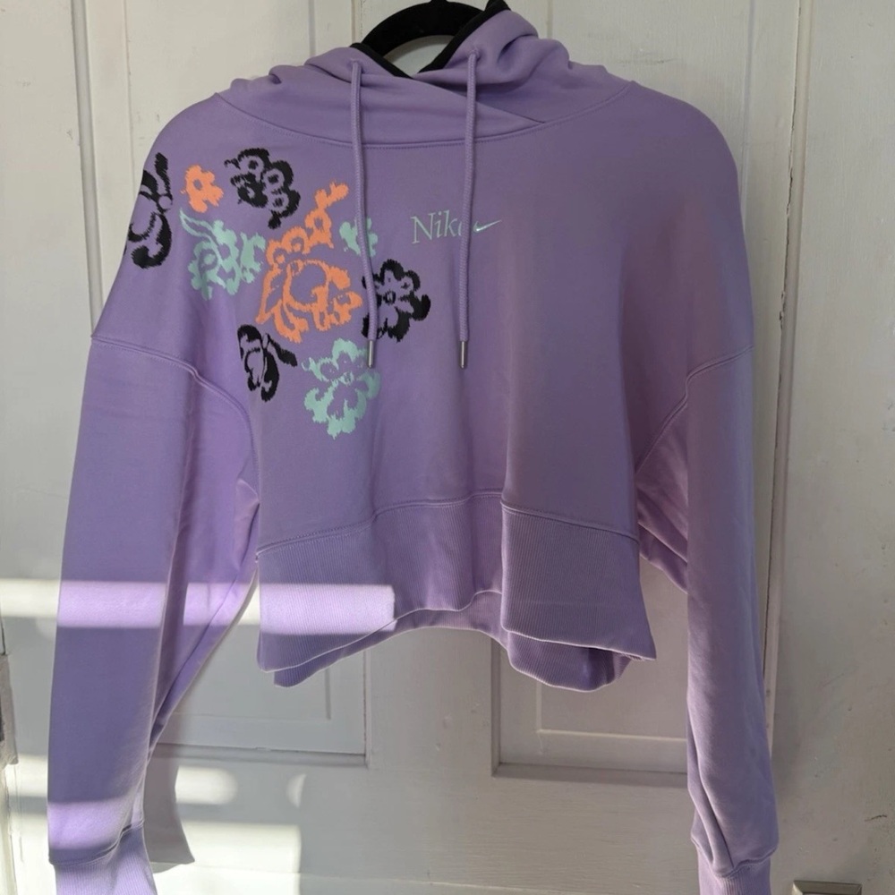 Nike Purple Hoodie with Floral Accents